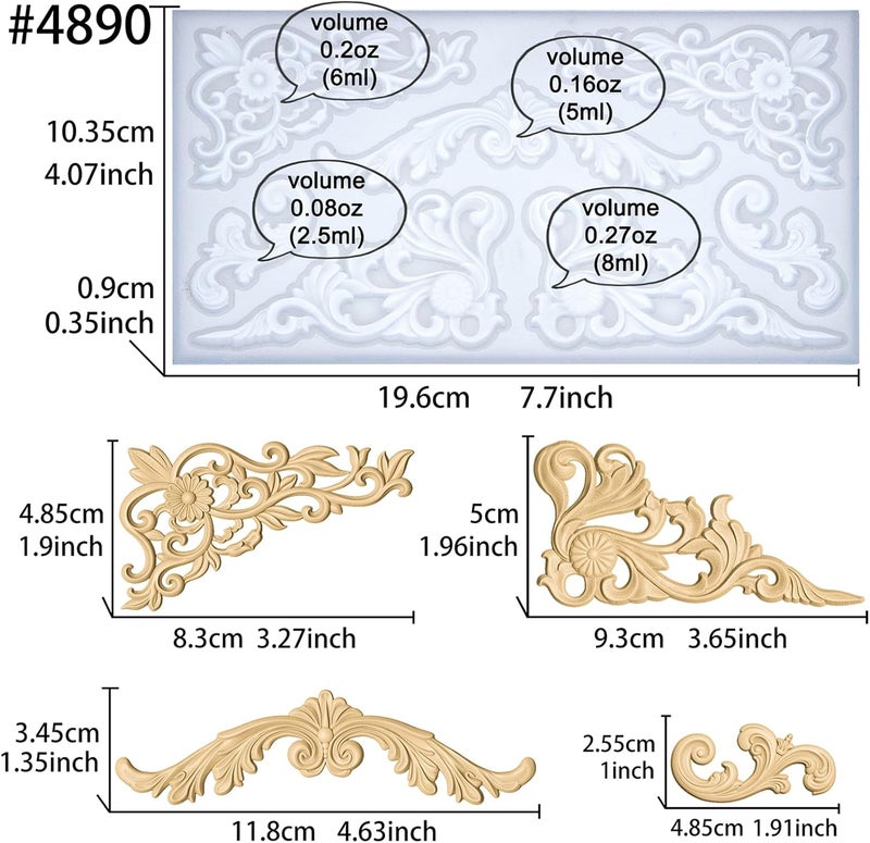 FUNSHOWCASE Art Molds for Polyclay Air Dry Clay Plaster Epoxy Resin Fondant Cake Decor Rococo Embellishment - Image 2